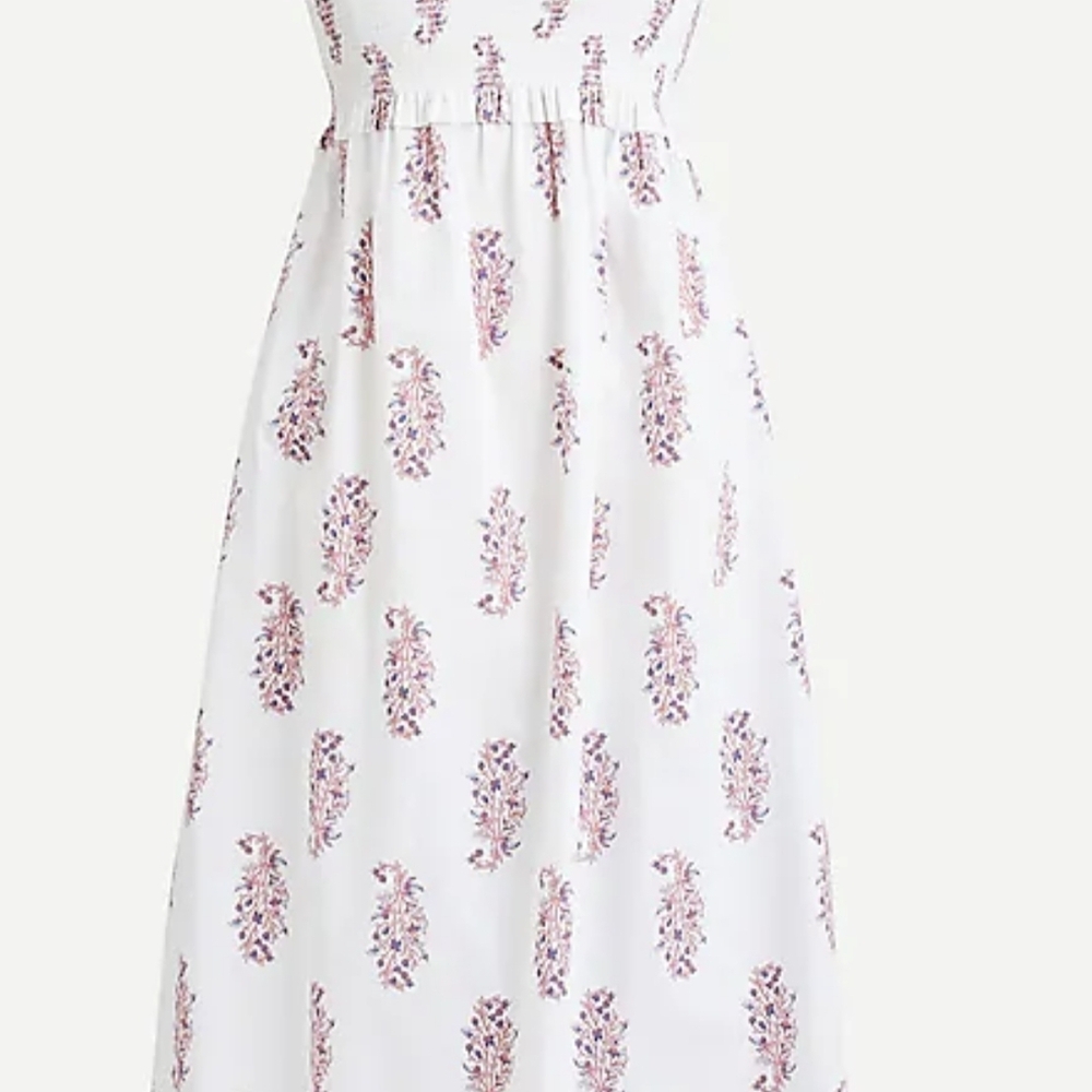 J.Crew Smocked Cotton Poplin Dress